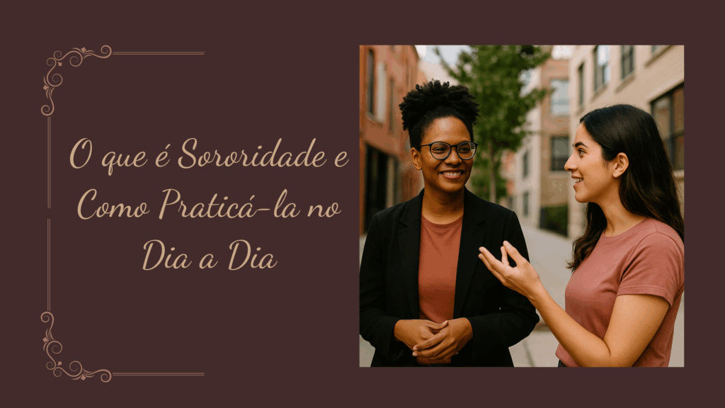 Duas mulheres de diferentes etnias se abraçam e sorriem ao ar livre, transmitindo união, empatia e apoio mútuo, simbolizando a sororidade.